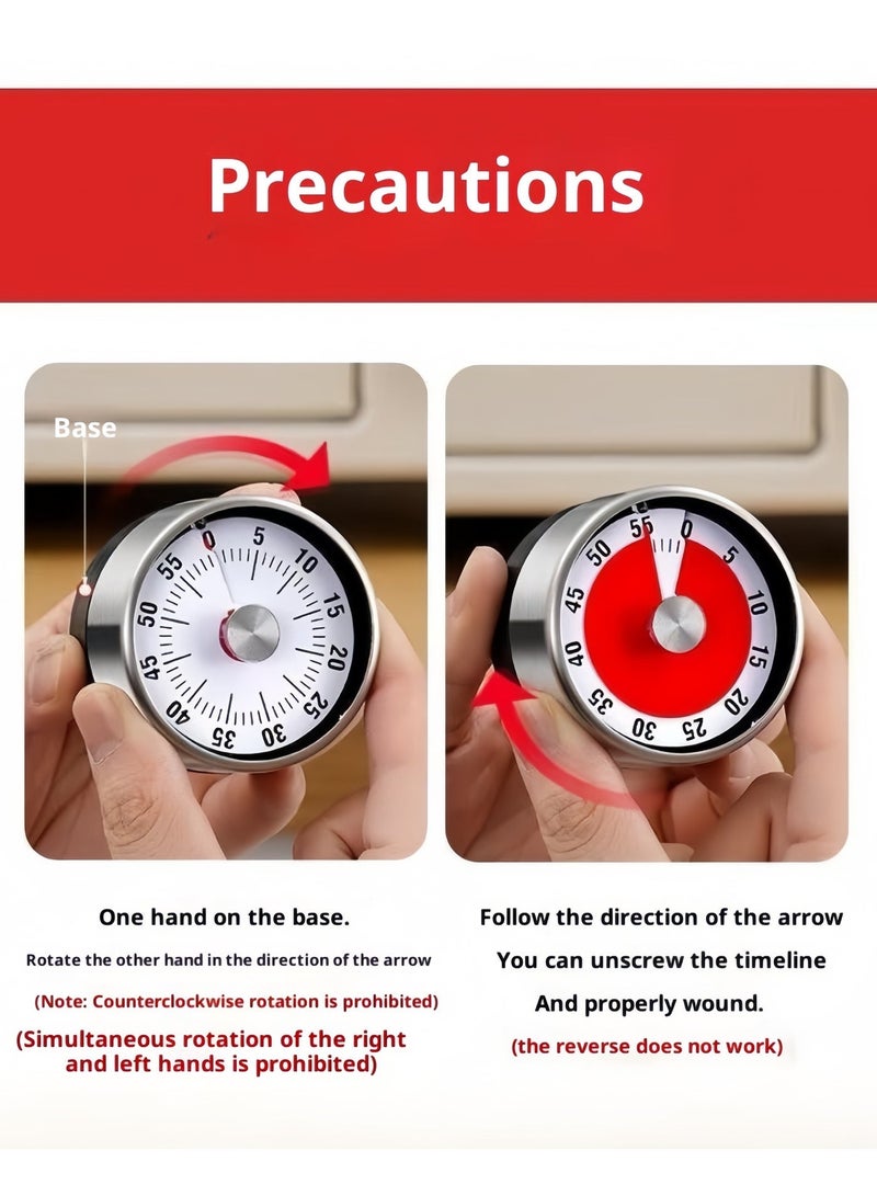 مؤقت ميكانيكي بصري - بدون بطارية دعوة صاخبة مغناطيسي | مطبخ دراسة عمل - Image 5